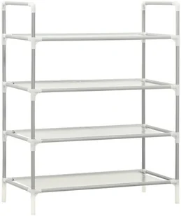 vidaXL Lumarko Stojak na buty z 4 półkami, metal i włóknina, srebrny 330042 - Szafki na buty - miniaturka - grafika 3