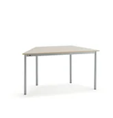 Meble do szkół i przedszkoli - AJ Produkty Biurko BORS TRAPETS, 1400x700x720 mm, brzoza laminat, szary aluminium - miniaturka - grafika 1
