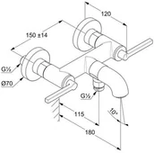 Baterie wannowe i prysznicowe - Kludi Nova Fonte Puristic Bateria wannowa ścienna chrom 205400515 - miniaturka - grafika 1