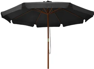 vidaXL Parasol ogrodowy na drewnianym słupku, 350 cm, antracytowy vidaXL - Parasole ogrodowe - miniaturka - grafika 3