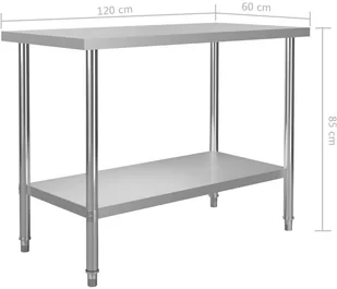 Vida Kuchenny stół roboczy 120x60x85 cm stal nierdzewna V-51190 - Stoły - miniaturka - grafika 8