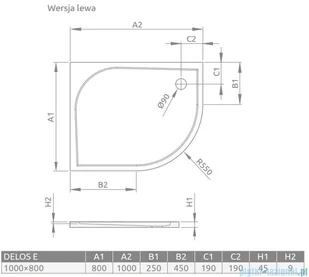 Radaway Delos E Brodzik półokrągły 100x80cm - Brodziki prysznicowe - miniaturka - grafika 4