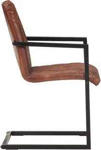 vidaXL Krzesła stołowe, wspornikowe, 2 szt., brązowe, skóra naturalna - Krzesła - miniaturka - grafika 4