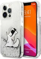 Etui i futerały do telefonów - Karl Lagerfeld Liquid Glitter Choupette Fun - Etui iPhone 13 Pro (srebrny) KLHCP13LGCFS - miniaturka - grafika 1