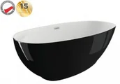 Wanny - Polimat Wanna wolnostojąca z półką 165x75 cm/ 190L , BIAŁA/CZARNY POŁYSK 00472 - miniaturka - grafika 1