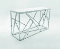 Konsola Bosco, srebrno-biała, 77x130x45 cm - Konsole i sekretarzyki - miniaturka - grafika 3