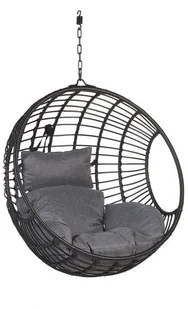 Beliani Fotel wiszący ze stojakiem rattanowy czarny ASPIO - Fotele ogrodowe wiszące - miniaturka - grafika 8