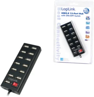 LogiLink HUB USB UA0126 13 portów USB 2.0 przełącznik on/off wskaźnik LED czarny - Huby USB - miniaturka - grafika 2