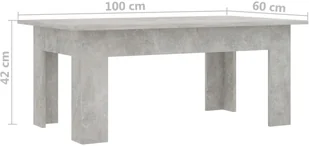 vidaXL vidaXL Stolik kawowy, betonowy szary, 100x60x42 cm, płyta wiórowa - Ławy i stoliki kawowe - miniaturka - grafika 6