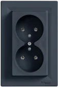 Gniazdka elektryczne - Schneider Asfora gniazdo podtynkowe podwójne z uziemieniem 16A antracyt EPH9800271 - miniaturka - grafika 1