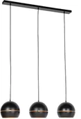 Lampy sufitowe - QAZQA Designerska lampa wisząca czarna ze złotym wnętrzem 3 światła - Buell - miniaturka - grafika 1