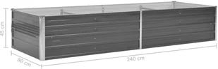 vidaXL Donica ogrodowa z galwanizowanej stali, 240 x 80 x 45 cm, szara - Donice - miniaturka - grafika 7