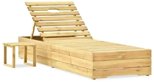 vidaXL Leżak ogrodowy ze stolikiem i poduszką, impregnowana sosna! 3065933 - Leżaki ogrodowe - miniaturka - grafika 6