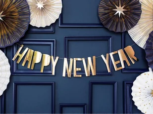 PartyDeco Baner "Happy New Year", zloty, 90 cm GRL46-019M - Sylwester - miniaturka - grafika 5