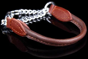 ZOO LESZCZ (PL) Solidna Obroża Dla Psa Skóra Naturalna Z Łańcuszkiem 8 mm XXS 26 - 30 CM ZL0512 ZOO LESZCZ (PL) - Obroże dla psów - miniaturka - grafika 4