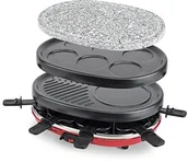 Raclette - h.koenig H.Koenig RP412 grill raclette, 4 w 1, raclette, grill kamienny, płyta crepe i grill, 900 W, czarno-czerwony RP412 - miniaturka - grafika 1