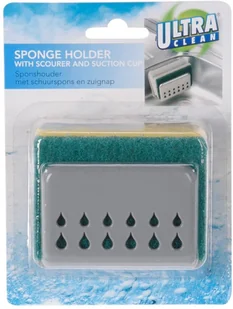 ASJ Commerce Uchwyt na gąbkę do mycia naczyń. Na przyssawkę. Organizer do zlewu. W zestawie gąbka. 010000250 - Ściereczki, gąbki, czyściki - miniaturka - grafika 4