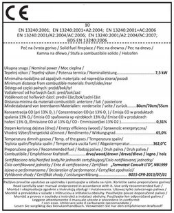 Ekoprojekt 996 Piec wolnostojący 7,5-12kW kolor beż wylot spalin 120mm spełnia anty-smogowy 99672871 - Piece wolnostojące - miniaturka - grafika 9