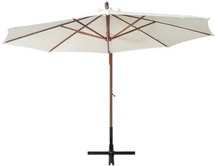 vidaXL Parasol ogrodowy wiszący, 350 cm, drewniany, biały - Parasole ogrodowe - miniaturka - grafika 5