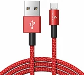 Ładowarki samochodowe - ASESMO Asesmo kabel micro USB z plecionym nylonem kablem do ładowania do smartfonów, Samsung Galaxy, Huawei, Sony, Nexus, Nokia, Kindle i innych (1,0 m, czerwony) AO-DECAM000 - miniaturka - grafika 1