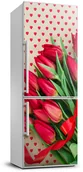 Naklejki na drzwi i meble - Foto Naklejka na lodówkę Czerwone tulipany - miniaturka - grafika 1