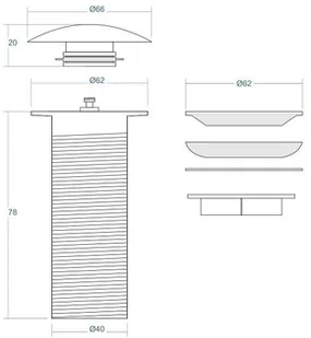 Corsan korek umywalkowy klik-klak bez przelewu chrom MUKKCHROM - Korki do umywalek - miniaturka - grafika 2