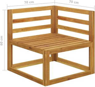 VidaXL Moduł sofy narożnej z ciemnoszarą poduszką, drewno akacjowe 311860 - Sofy ogrodowe - miniaturka - grafika 6