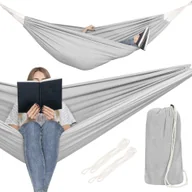 Hamaki - Hamak dwuosobowy 200x150cm bujak ogrodowy 200kg jasnoszary HM039 - miniaturka - grafika 1
