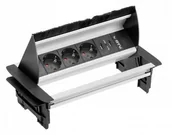 Przedłużacze i rozgałęźniki - GTV Przedłużacz biurkowy przepustowy 3gn SCHUKO + USB AE-PBC3GS2U-53BKS - miniaturka - grafika 1