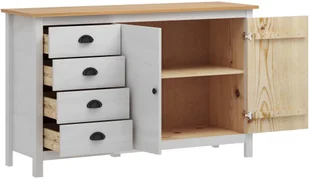 vidaXL Komoda Hill Range, biała, 130x40x80 cm, lite drewno sosnowe - Komody - miniaturka - grafika 3