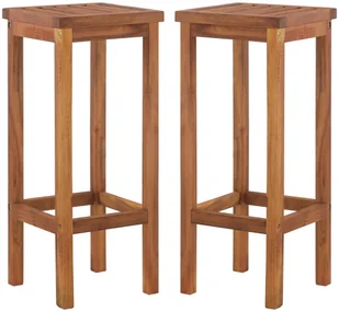 vidaXL Stołki barowe, 2 szt., lite drewno akacjowe, 30,5x30,5x74 cm - Fotele i krzesła ogrodowe - miniaturka - grafika 2