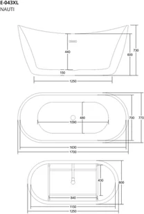 Corsan Wanna wolnostojąca E043 Nauti 170 z wykończeniem różowe złoto 649230 - Wanny - miniaturka - grafika 2