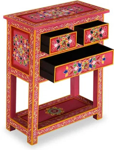 vidaXL Szafka z szufladami, drewno mango, różowa, ręcznie malowana - Komody - miniaturka - grafika 13