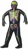 Stroje karnawałowe - Smiffys Kombinezon smiffy kroki  Unisex szkielet kostium dla dzieci, świeci w ciemności, całego ciała, maska i rękawiczki, wielokolorowy, s 45124S - miniaturka - grafika 1