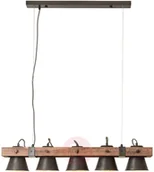Lampy sufitowe - Brilliant Lampa wisząca Plow 5-punktowa czarna/ciemne drewno - miniaturka - grafika 1