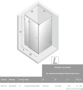 New Trendy Avexa Gold kabina PROSTOKĄTNA 80x100x200 cm przejrzyste lewa EXK-1734 - Kabiny prysznicowe - miniaturka - grafika 2