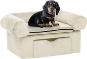 Legowiska dla psów - Vidaxl Sofa dla psa z szufladą kremowa 75x50x38 cm pluszowa 171082 - miniaturka - grafika 1