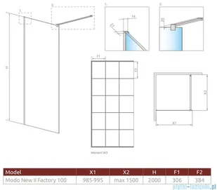 Radaway Modo New Black II 100x200 389104-54-55 - Kabiny prysznicowe - miniaturka - grafika 2