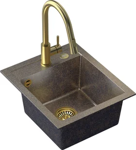 STEINER Quadron Zlewozmywak granit + bateria + zaślepka złoty JOHNNY 100 ART4350G1BP_3323502_PVDBSG1_Z - Zlewozmywaki z baterią - miniaturka - grafika 3