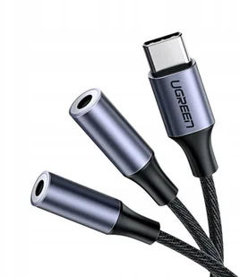 Ugreen kabel przewód rozdzielacz słuchawkowy USB Typ C - 2x 3,5 mm mini jack AUX 20cm szary (30732) 30732 - Kable komputerowe i do monitorów - miniaturka - grafika 2