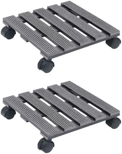 VidaXL Lumarko Stojaki na kółkach pod donice, 2 szt., szare, 30x30x7,5 cm, WPC! 149034 VidaXL - Kwietniki - miniaturka - grafika 2