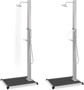 vidaXL Prysznic ogrodowy z podstawą, WPC, stal nierdzewna - Akcesoria do basenów - miniaturka - grafika 3