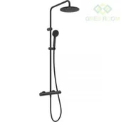 Zestawy prysznicowe - Oltens Oltens Atran zestaw prysznicowy termostatyczny z deszczownicą okrągłą czarny mat 36500300 - miniaturka - grafika 1