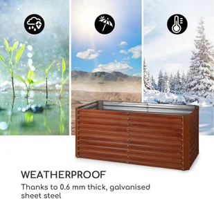 Blumfeldt Blumfeldt Rust Grow, ogrodowa grządka podwyższona, ocynkowana blacha stalowa, rdzawe wykończenie GDMB4-Rust200*100*90 - Skrzynie ogrodowe - miniaturka - grafika 6