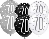 Balony i akcesoria - Unique Balony "70 Urodziny Glitz Grochy" pastel mix UNIQUE 12" 6 szt U83389 - miniaturka - grafika 1
