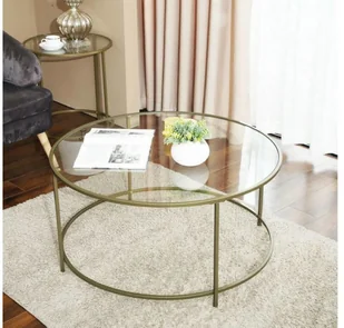 243 WOLAG Stolik złoty okrągły Ława złota rama szkło hartowane szerokość 84 cm) 24378389 78389-uniw - Stoły - miniaturka - grafika 5