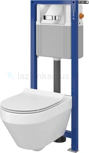 Cersanit Crea Toaleta WC 52x35,5 cm CleanOn bez kołnierza + deska wolnoopadająca + stelaż + przycisk Movi biały/chrom S701-451 - Stelaże i zestawy podtynkowe do WC - miniaturka - grafika 2