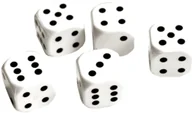 Akcesoria do gier planszowych - Kostki Do Gry Kości Białe Kostka 5 Sztuk 16MM - miniaturka - grafika 1