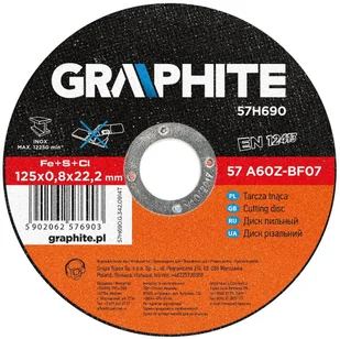 Graphite Tarcza tnąca do metalu 125x0,8x22mm 57H690 - Materiały ścierne - miniaturka - grafika 3