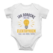 Body dla niemowląt - Jak dorosnę będę elektrykiem - body dziecięce z nadrukiem - miniaturka - grafika 1